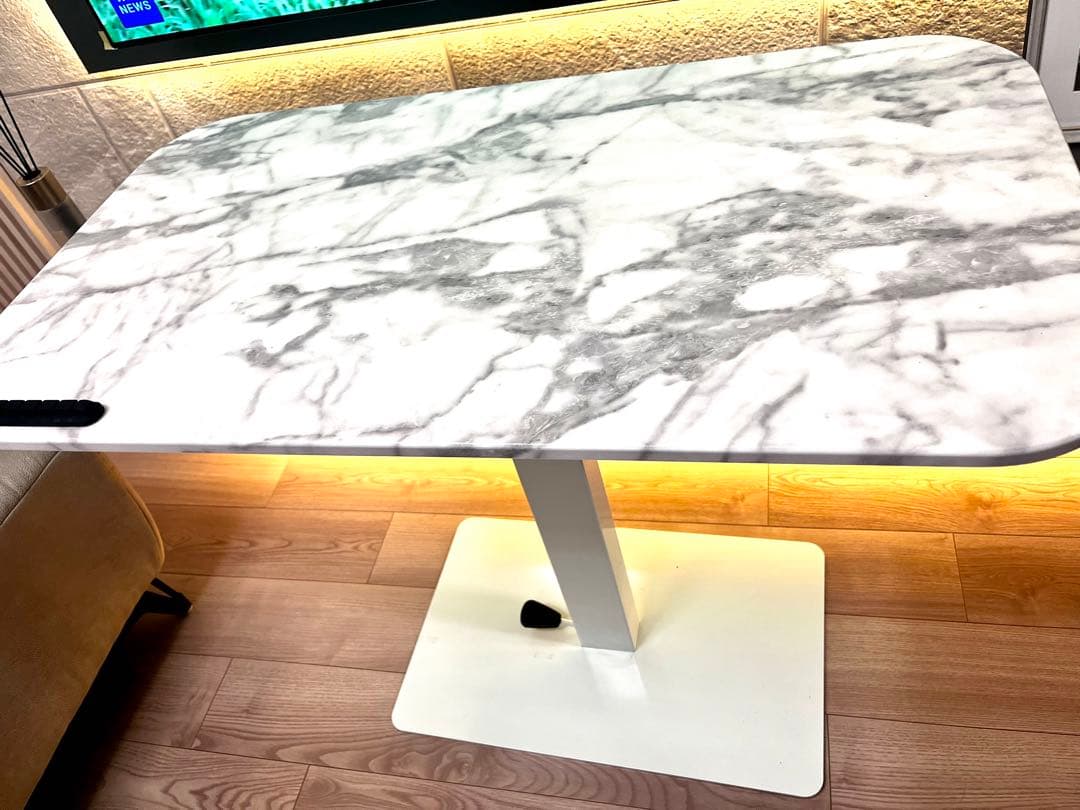 大理石風モダンダイニングテーブル　昇降テーブル