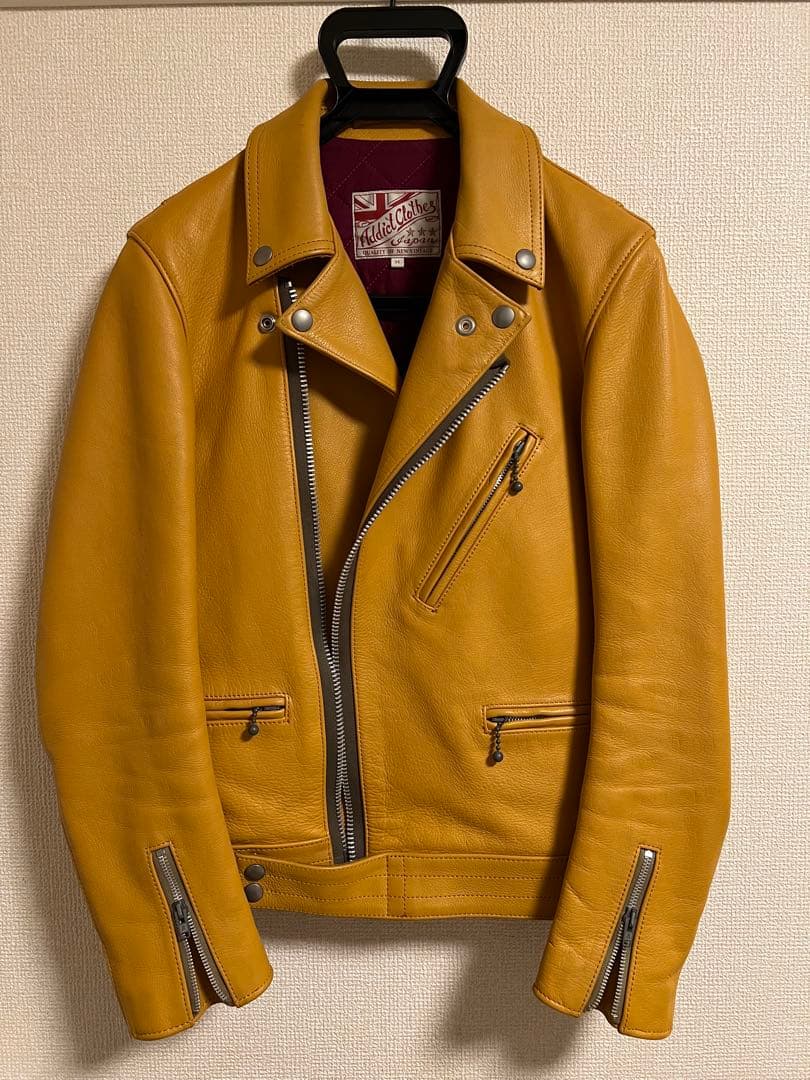 addict clothesライダースAD-03イエロー 34 ルイスレザー