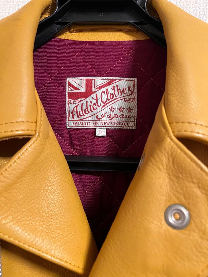 addict clothesライダースAD-03イエロー 34 ルイスレザー