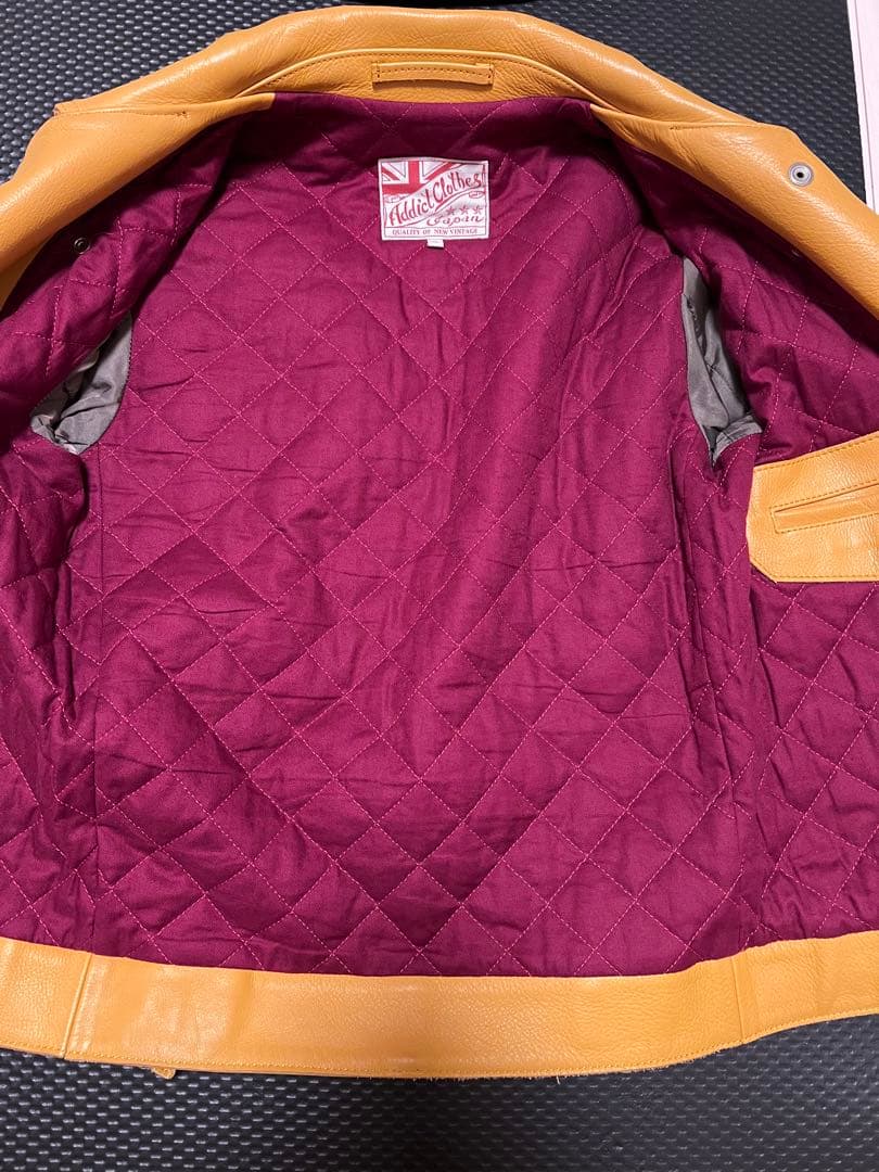 addict clothesライダースAD-03イエロー 34 ルイスレザー