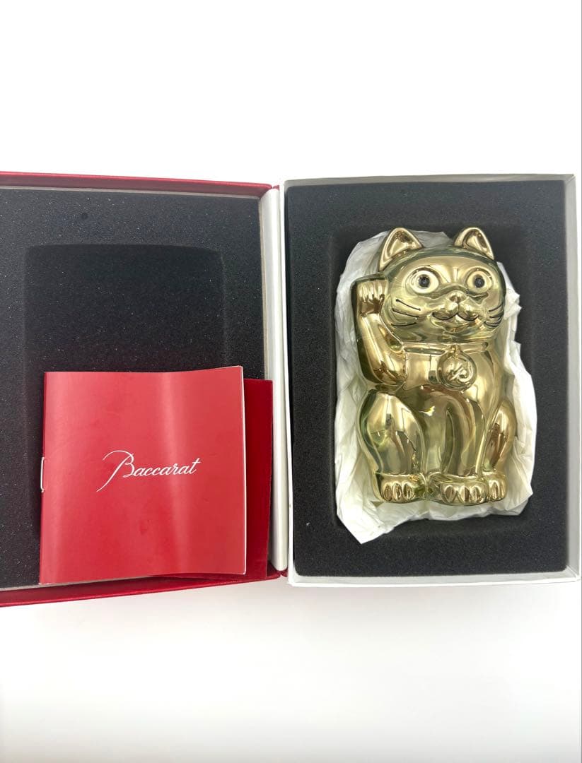 【美品】Baccarat バカラ　まねき猫 クリスタル ガラス ゴールド　箱付