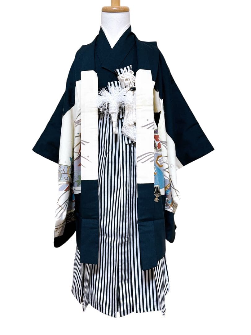 正統派縦縞袴♡七五三　5歳　男の子　フルセット　一式　兜　黒