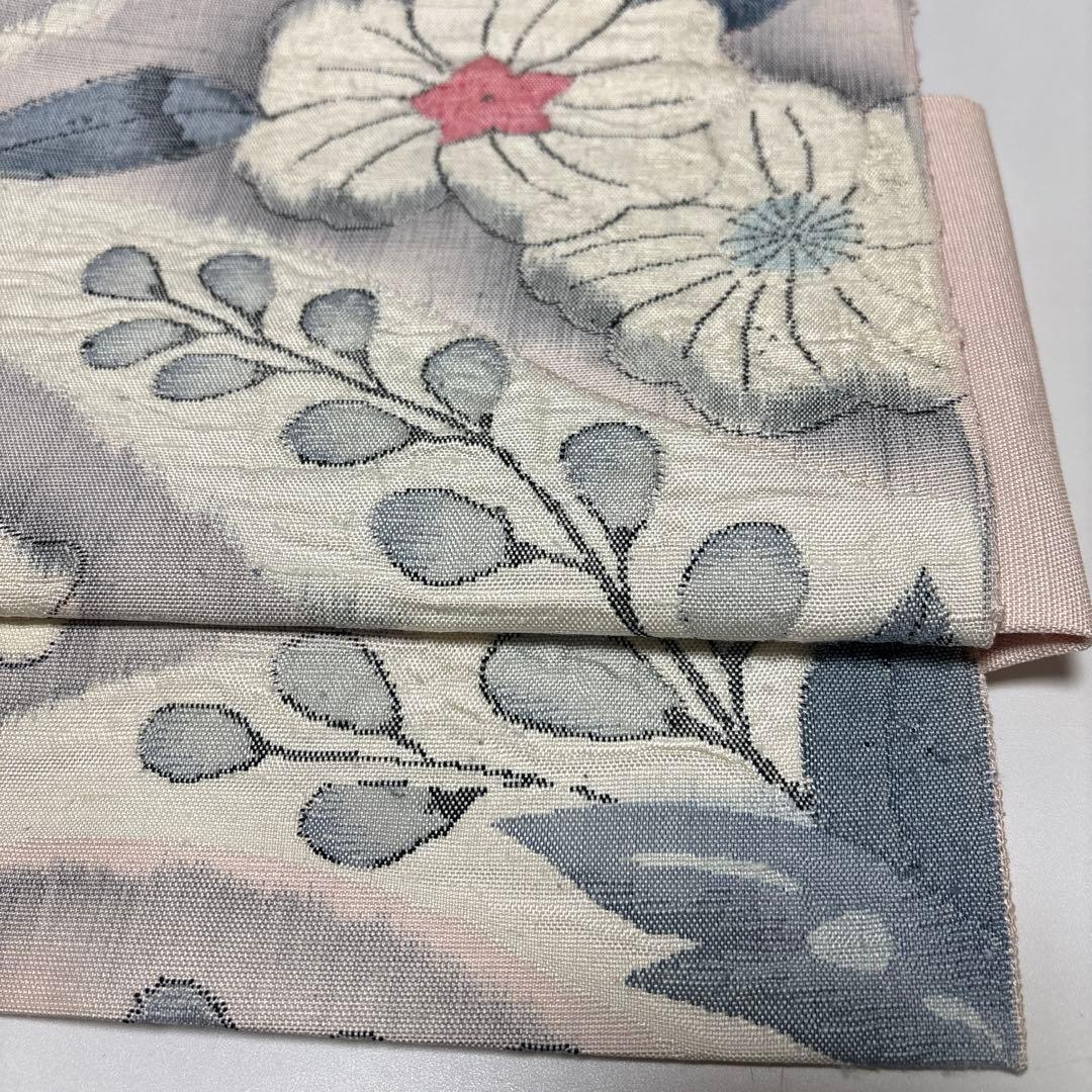 【ゆったりサイズ】ワンタッチ作り帯　✨手織り紬✨辻ヶ花模様✨織出し名古屋帯　八寸