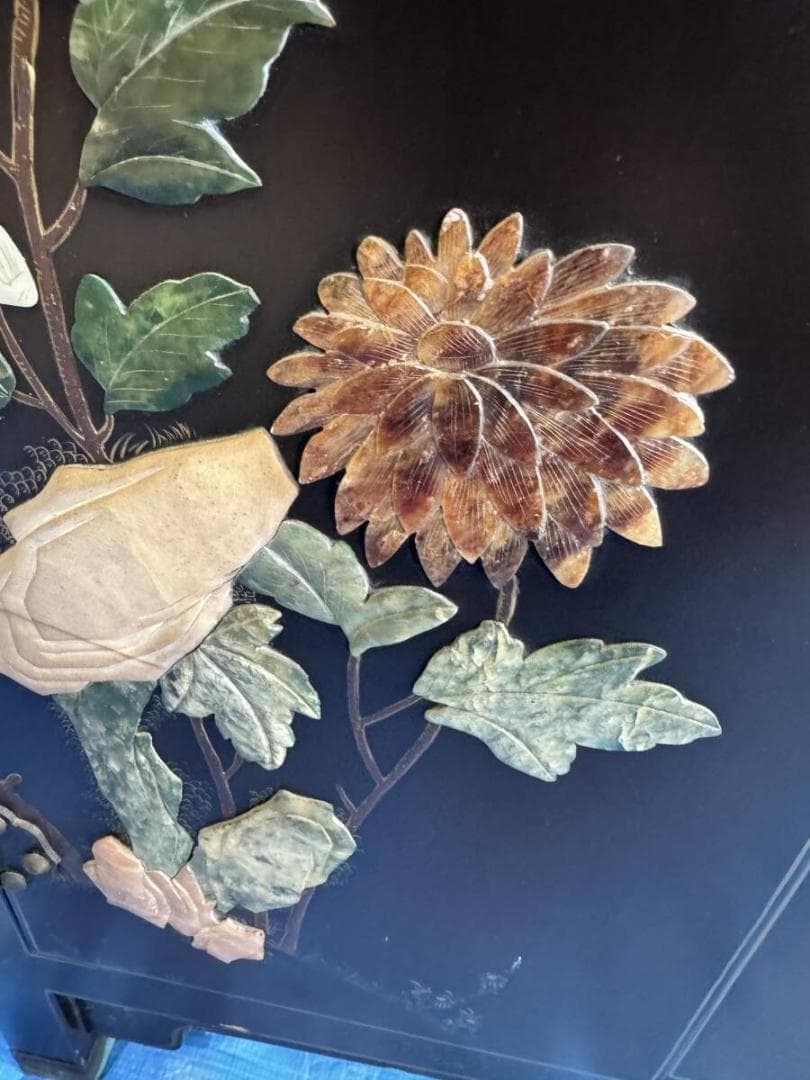 希少　中国美術 中国家具 時代家具 キャビネット 中国古玩 玉石 石細工 観音開