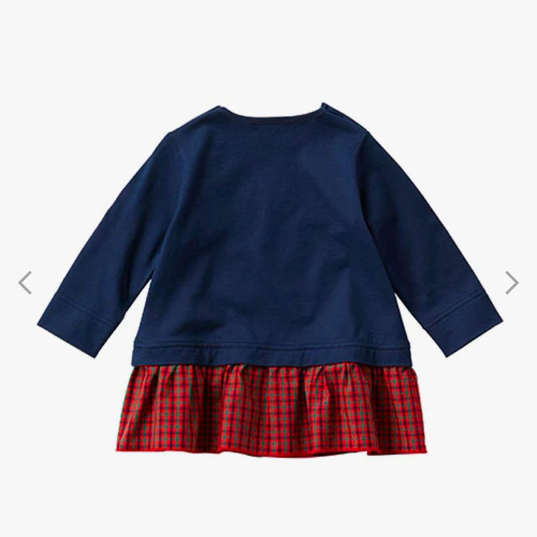 ファミリアチュニック　ネイビー赤チェック90cm