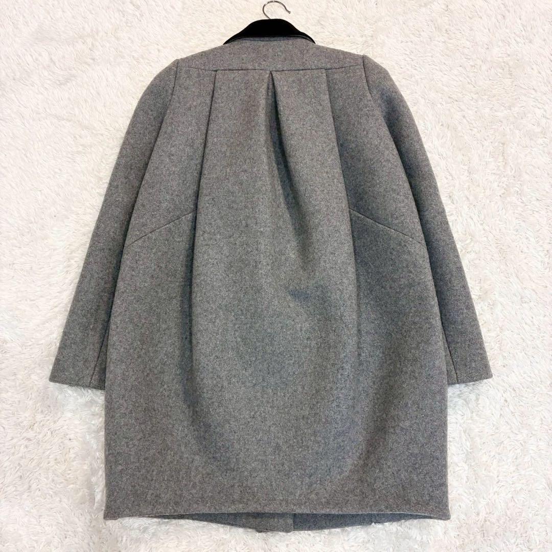 エンフォルド 圧縮メルトンチェスターコート ダブルブレスト　ロングコート 灰色