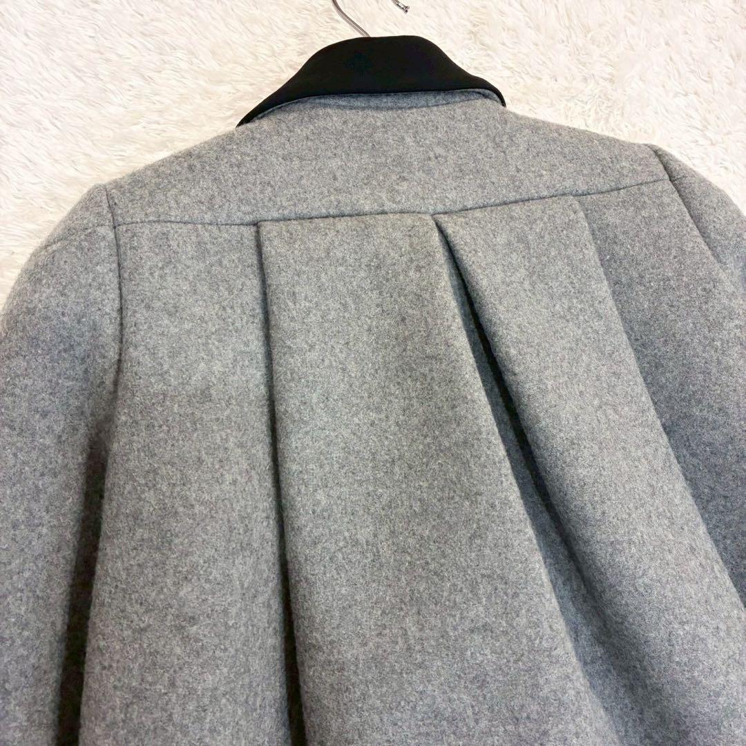 エンフォルド 圧縮メルトンチェスターコート ダブルブレスト　ロングコート 灰色