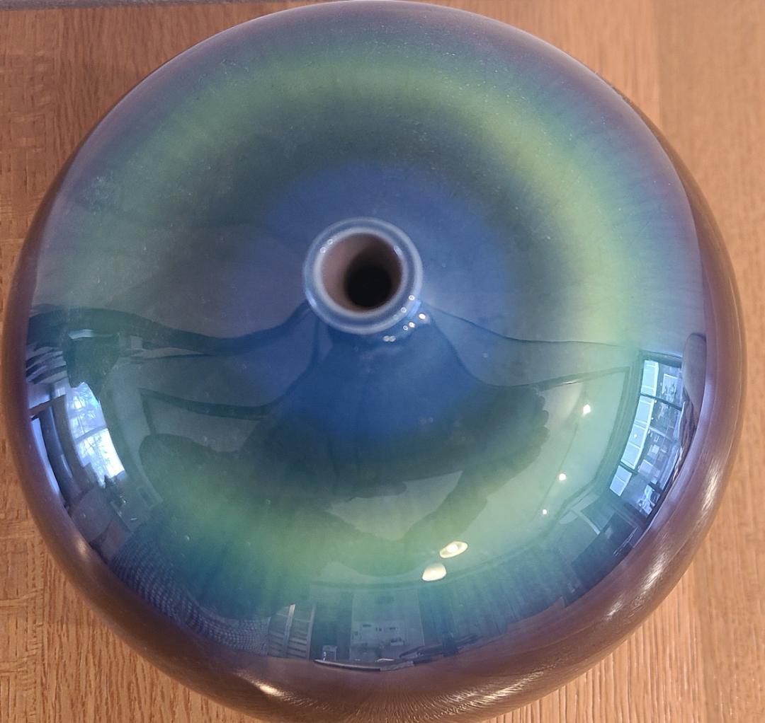 人間国宝 三代徳田八十吉 耀彩壷 九谷焼 花瓶 共箱