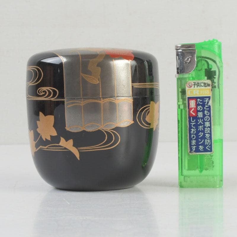 茶道具　小坂修斎作　花草蒔絵　大棗　共箱　V　9308