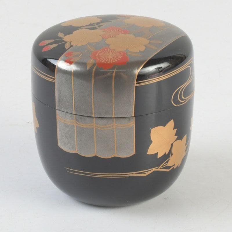 茶道具　小坂修斎作　花草蒔絵　大棗　共箱　V　9308