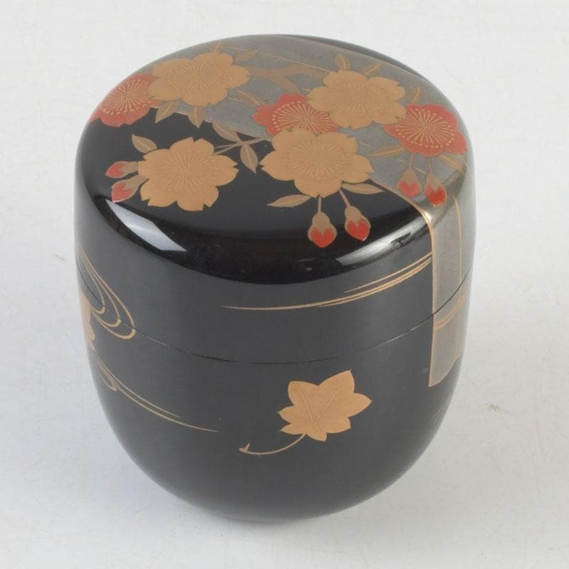 茶道具　小坂修斎作　花草蒔絵　大棗　共箱　V　9308