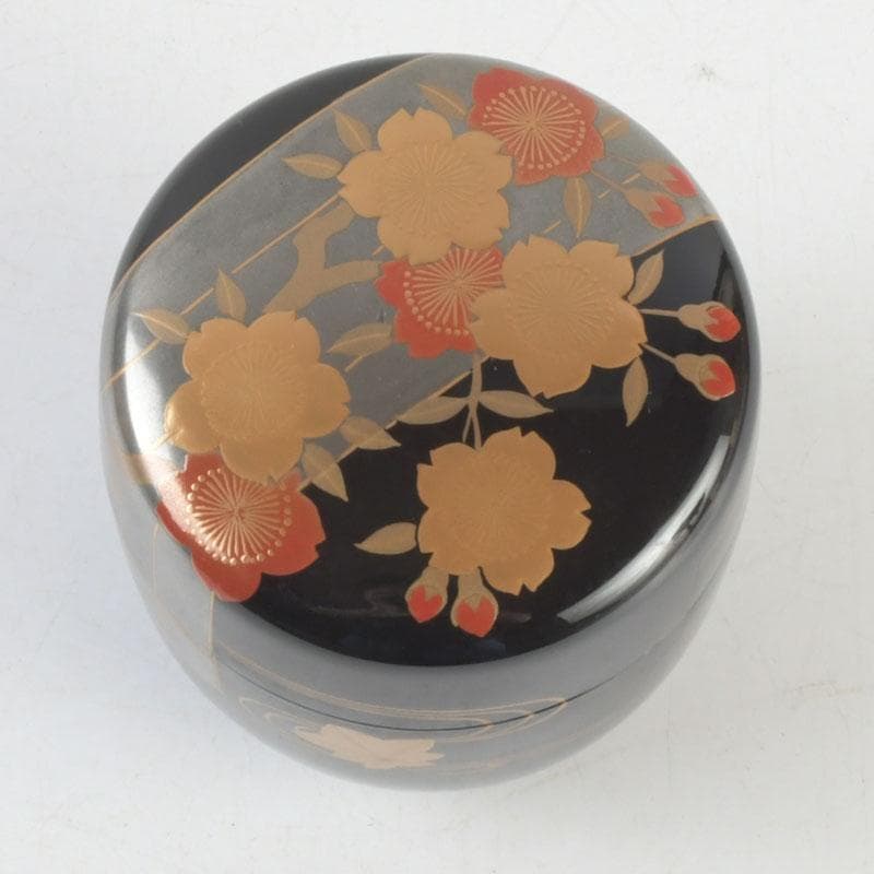 茶道具　小坂修斎作　花草蒔絵　大棗　共箱　V　9308