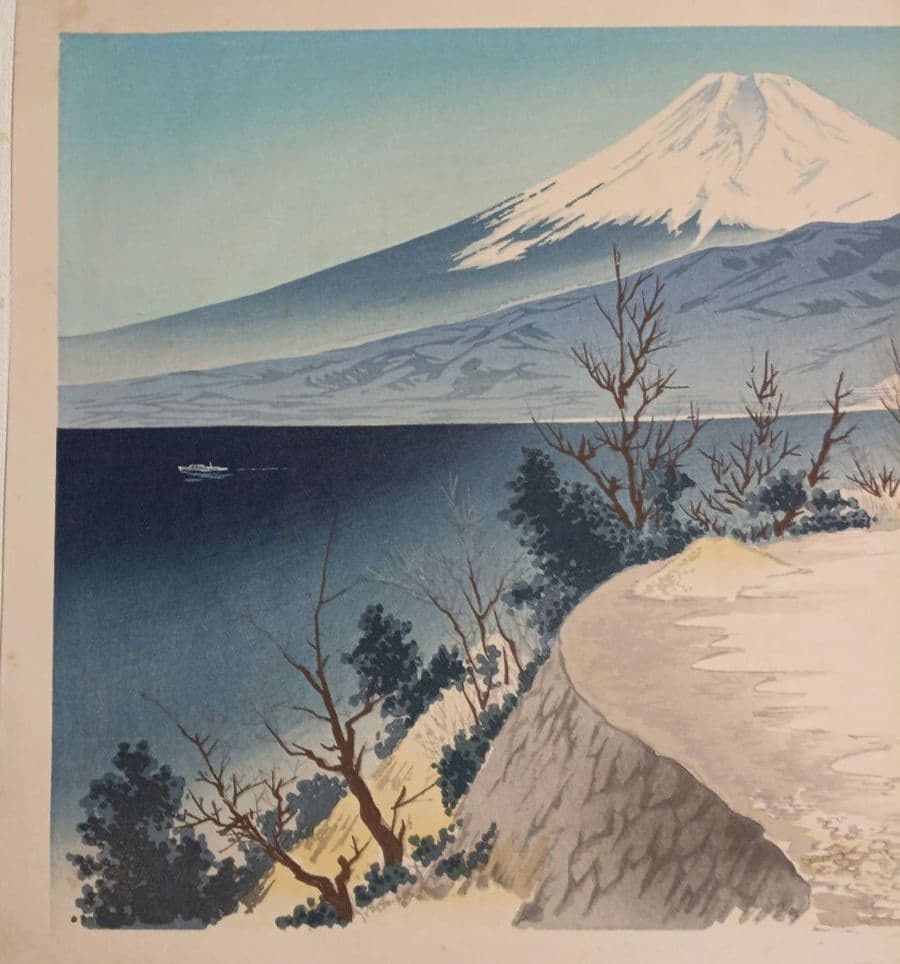 新版画富士三十六景ノ内伊豆江梨海岸、徳力富吉郎画、昭和15年頃内田美術書肆出版