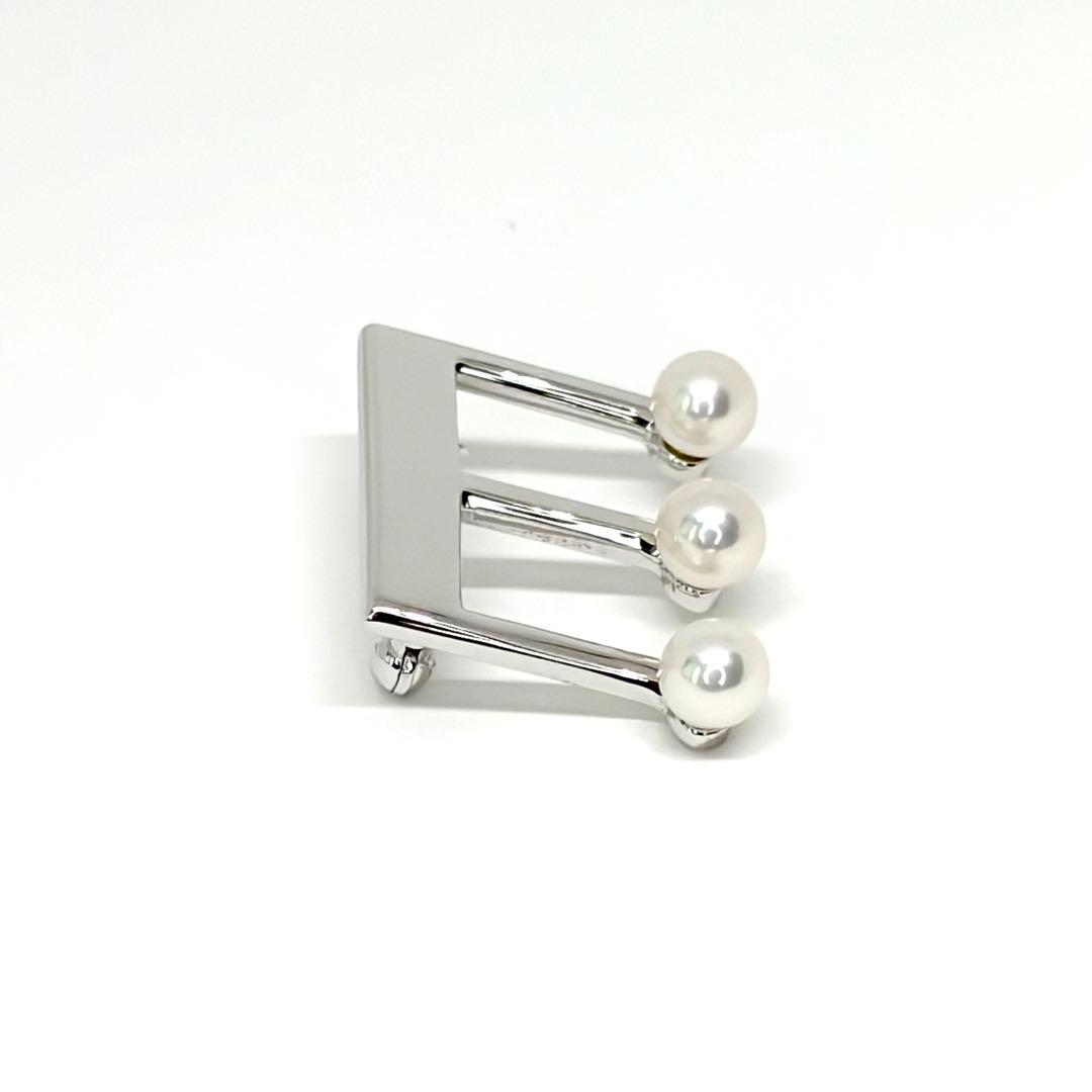 【新品仕上げ】ミキモト 音符 3P パール シルバー ブローチ