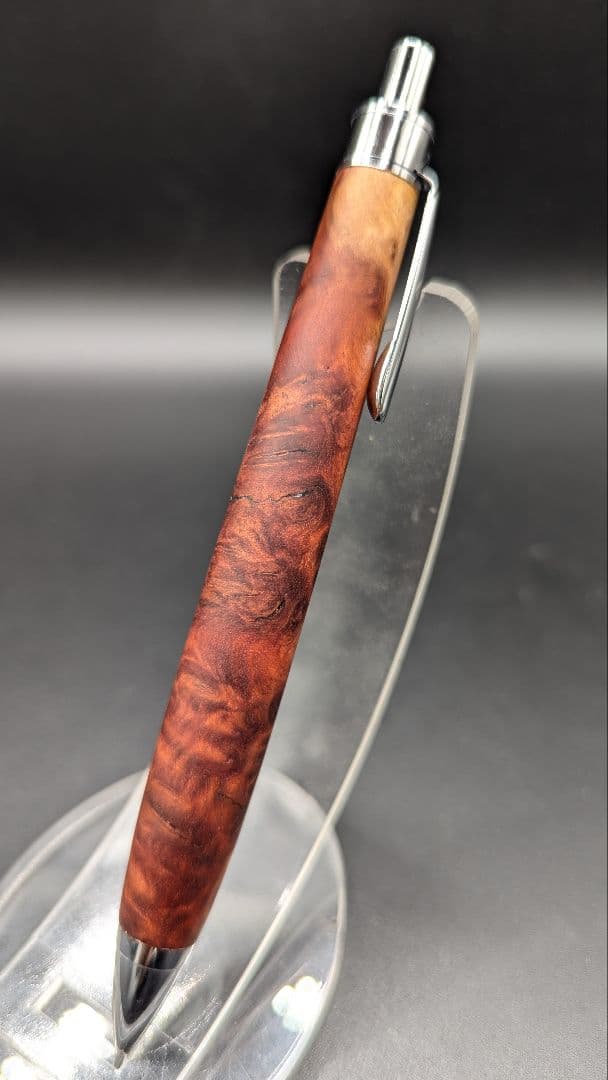 469ペン工房翌檜　レッドマリー　瘤杢　木軸シャーペン　ボールペン