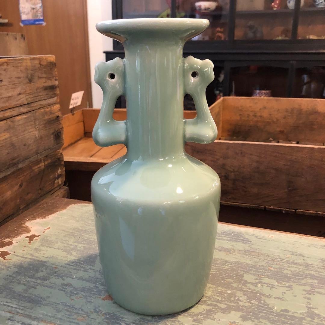 仿宋青磁鳳凰耳瓶 花瓶 共箱