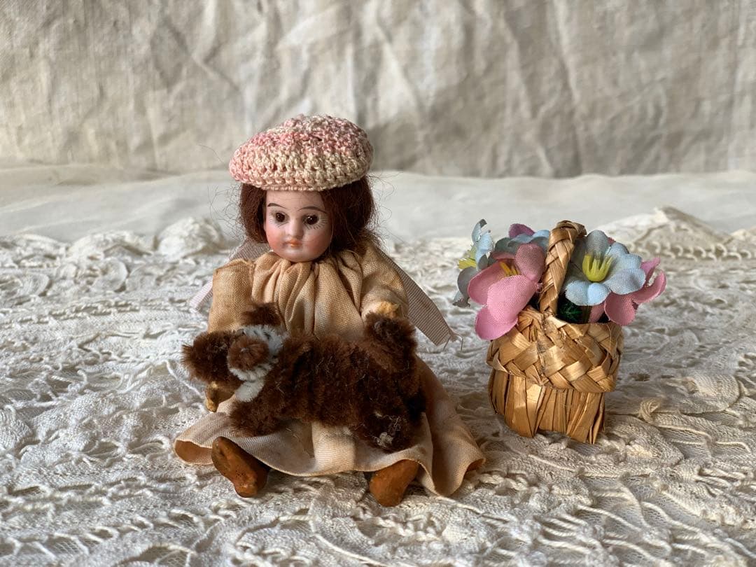 フランスアンティーク 希少 フレンチミニョネット ビスクドール 小物セット