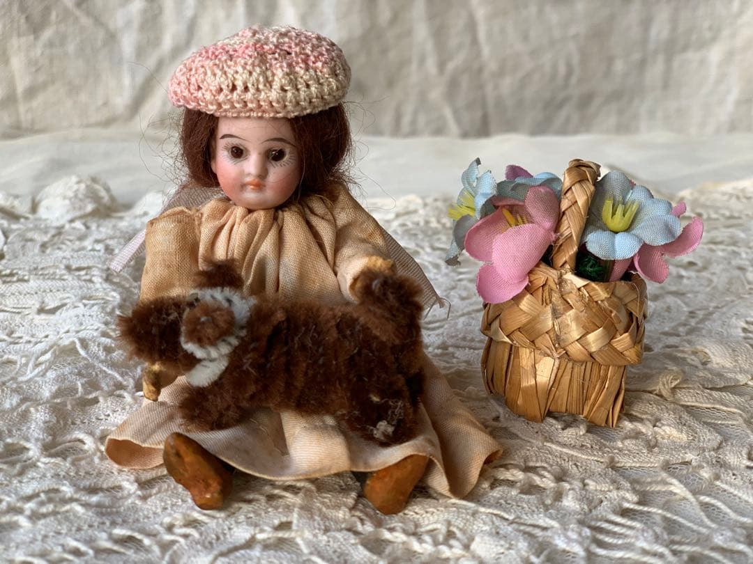 フランスアンティーク 希少 フレンチミニョネット ビスクドール 小物セット