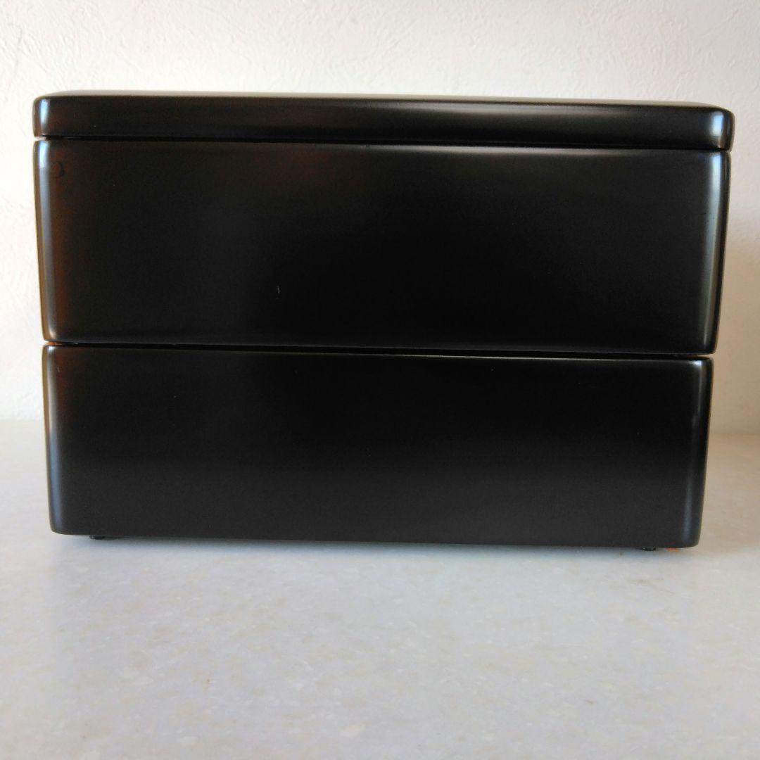 黒塗 二段重箱 漆黒 内朱塗 本漆 金彩 木製懐石 輪島塗 会津塗 好きな方へ