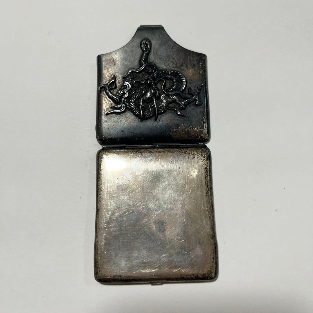 銀製　龍文　マッチケース