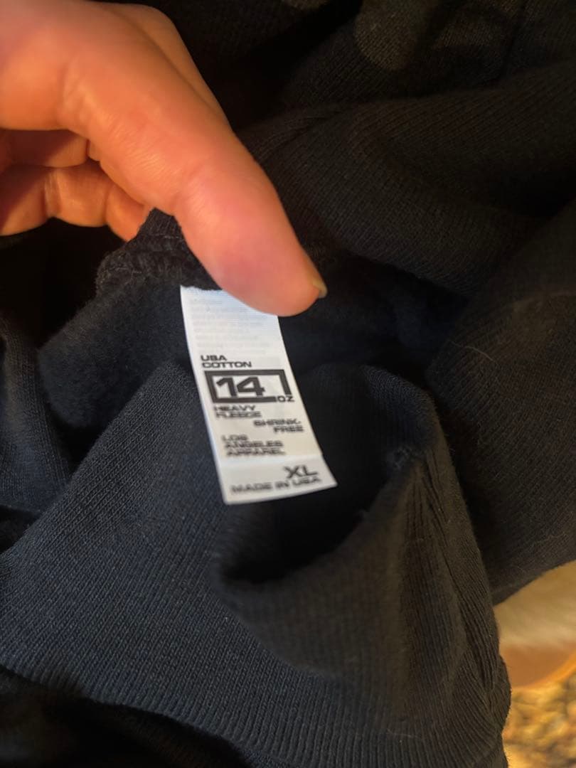 未使用　ロサンゼルスアパレル 14oz ジップ パーカー　黒 XL