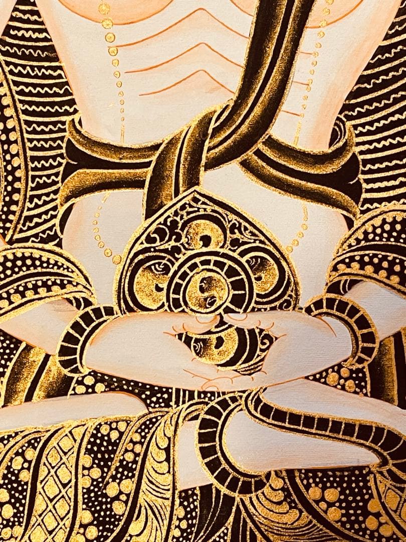 チベット密教 仏画 四面大日如来 ヴァイローチャナ 曼荼羅 手描き 一点物 新品