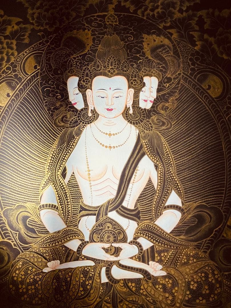 チベット密教 仏画 四面大日如来 ヴァイローチャナ 曼荼羅 手描き 一点物 新品