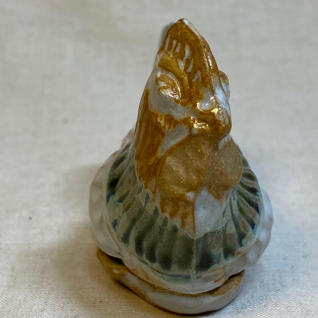 陶器　香合　鶏　にわとり　茶道具　在銘