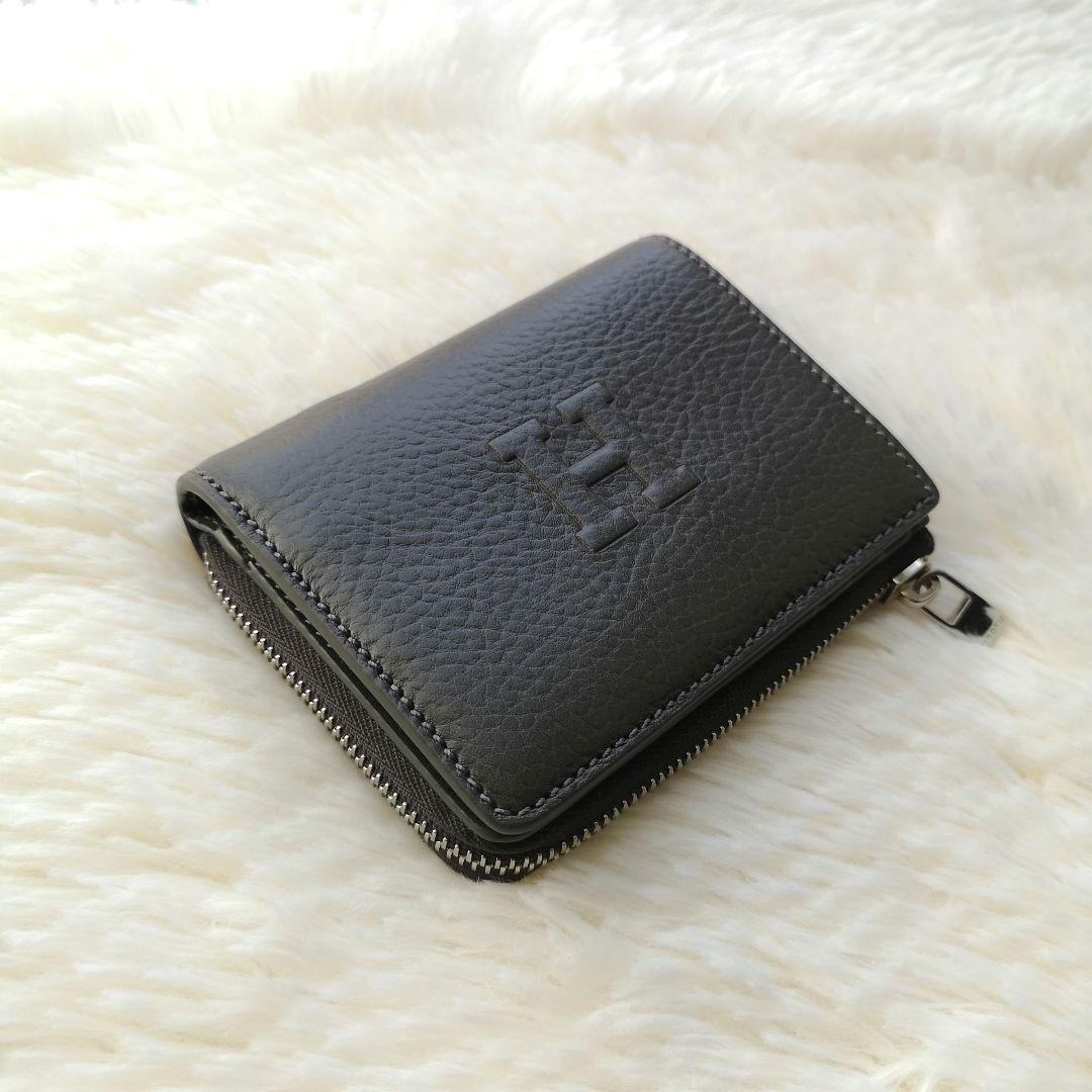 美品 HIROFU ソープラ ２つ折り財布 人気 グレー 付属品有り