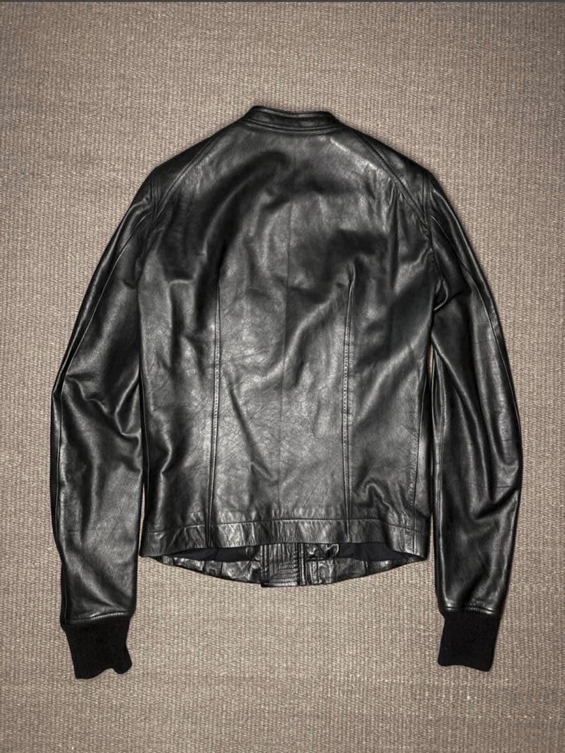 B 美品　rick owens インターシャ　シングル　レザージャケット