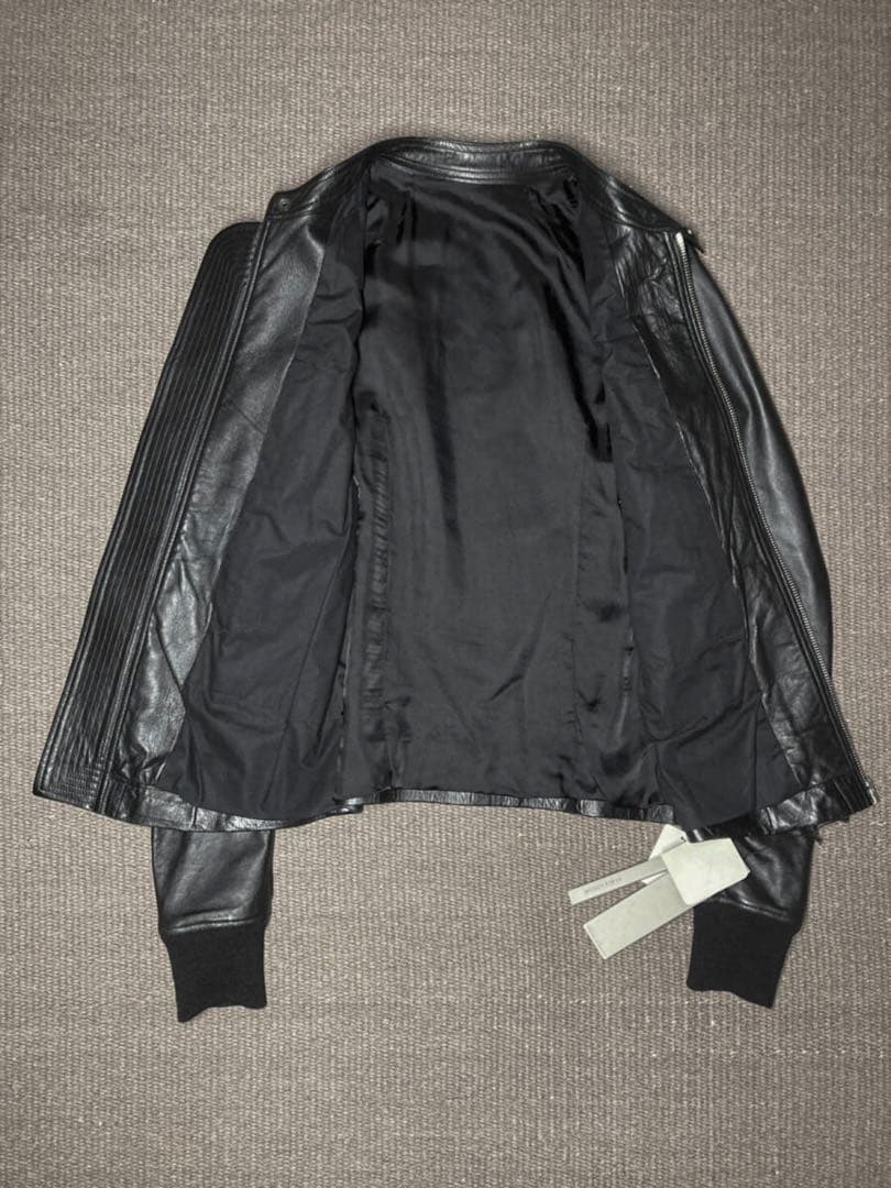 B 美品　rick owens インターシャ　シングル　レザージャケット