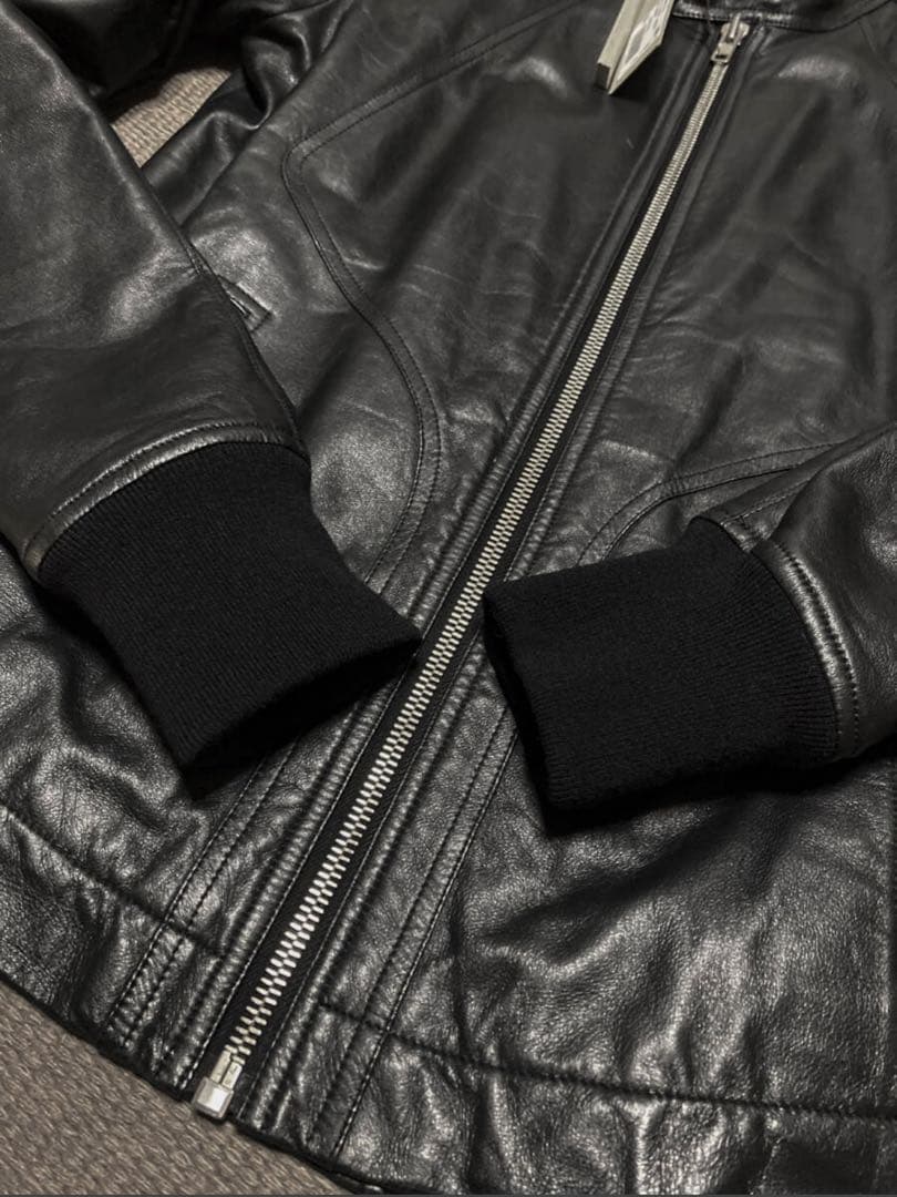 B 美品　rick owens インターシャ　シングル　レザージャケット