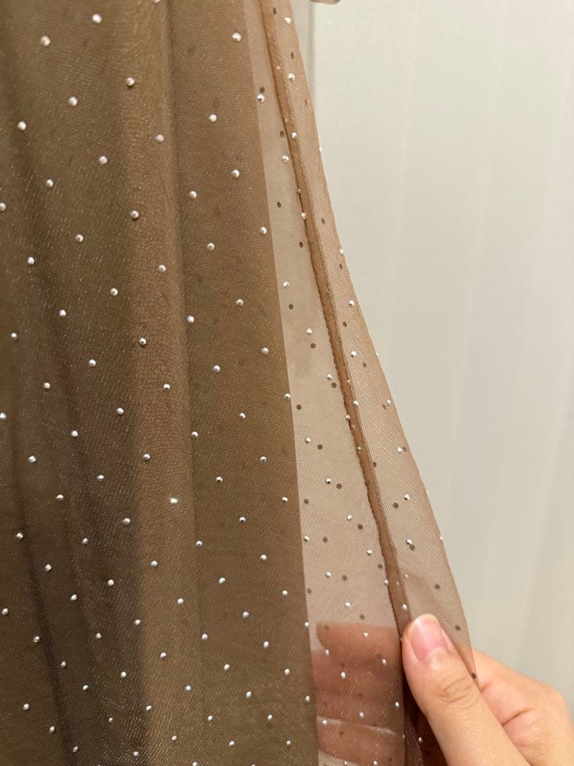 Leja フリル付きシースルーロングドレス