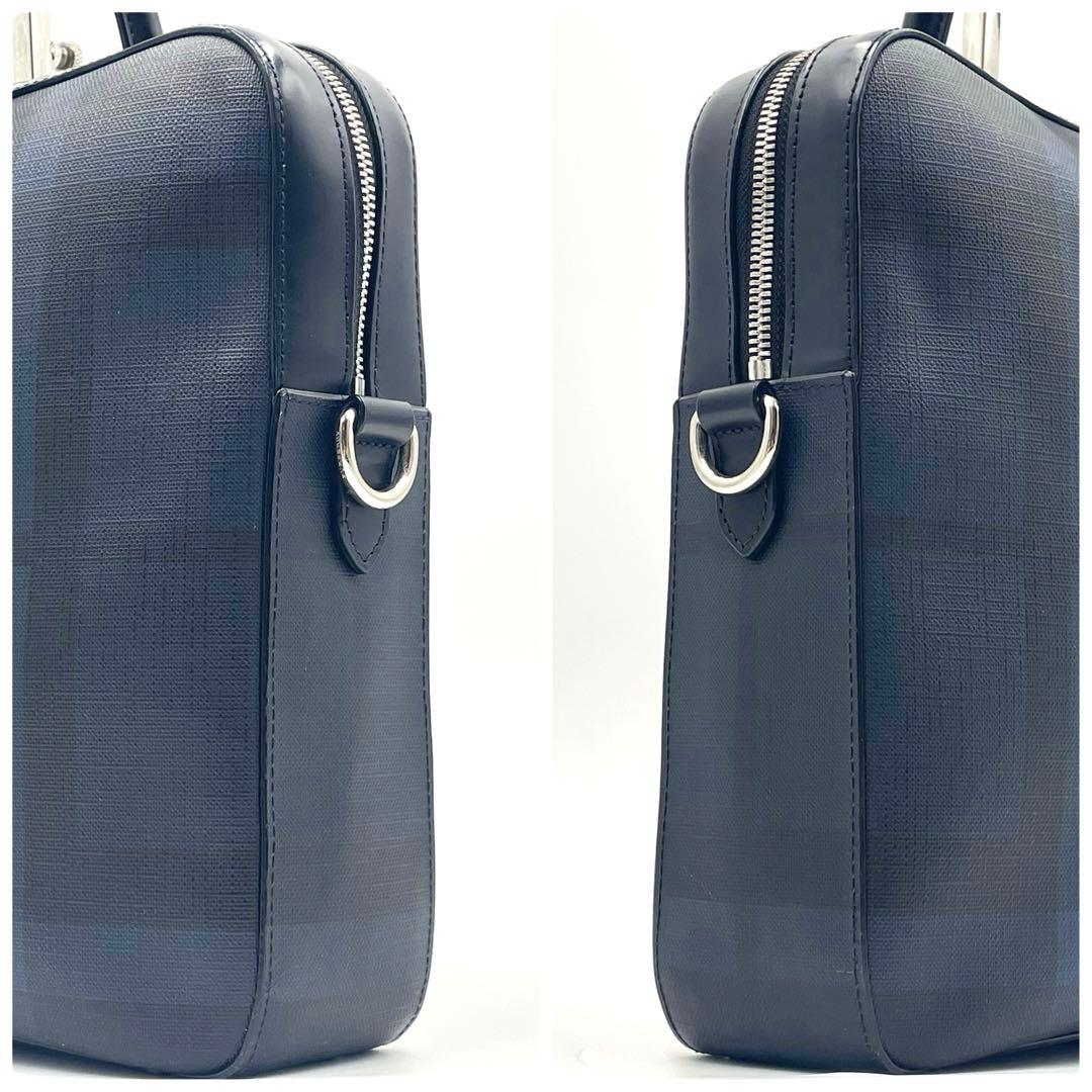【極美品】バーバリー ロンドンチェック ビジネスバッグ 2way A4可ネイビー