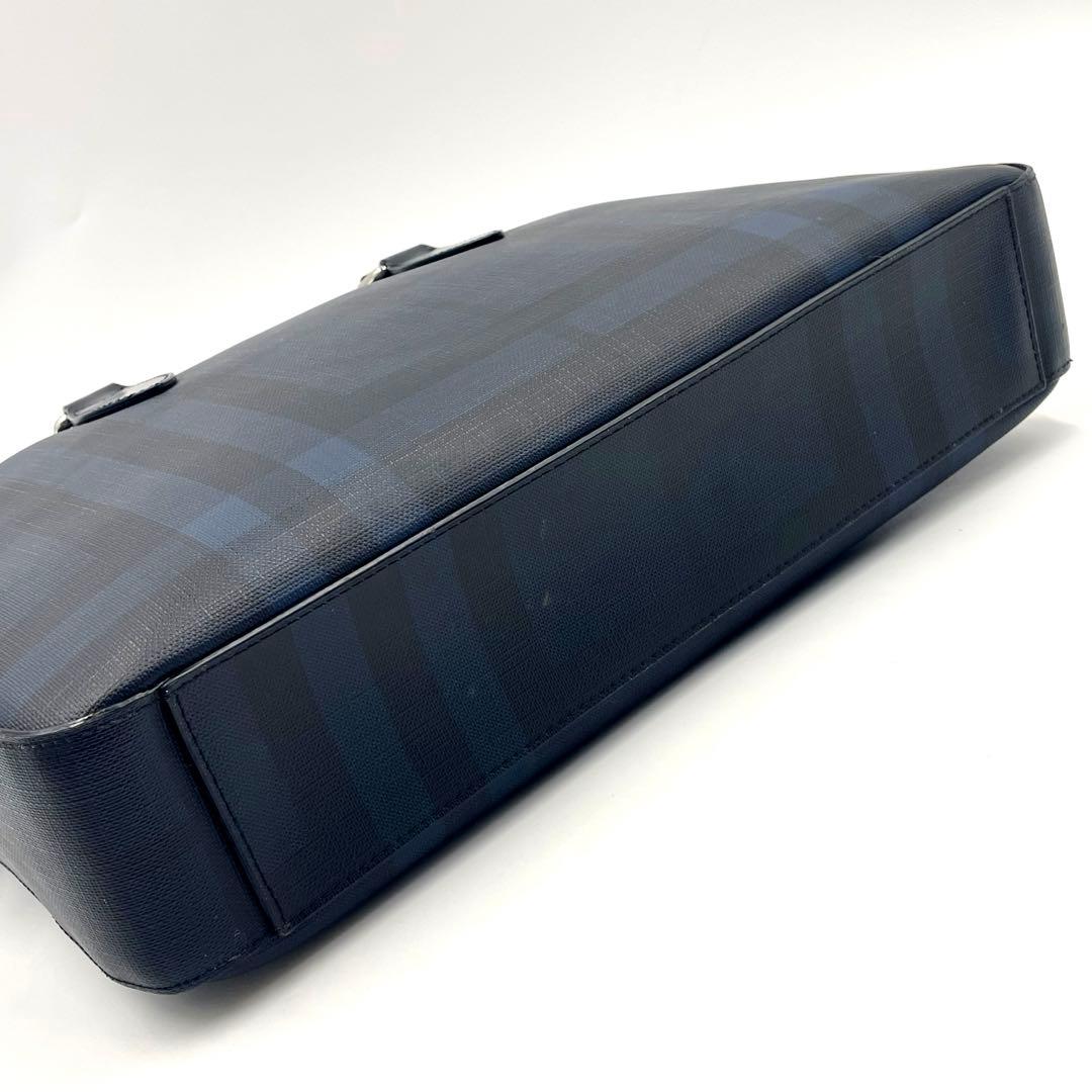 【極美品】バーバリー ロンドンチェック ビジネスバッグ 2way A4可ネイビー