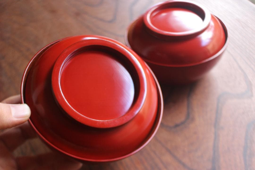 時代逸品！上質朱漆に極上松葉蒔絵の映えるお椀2点（検輪島塗雑煮椀煮物椀