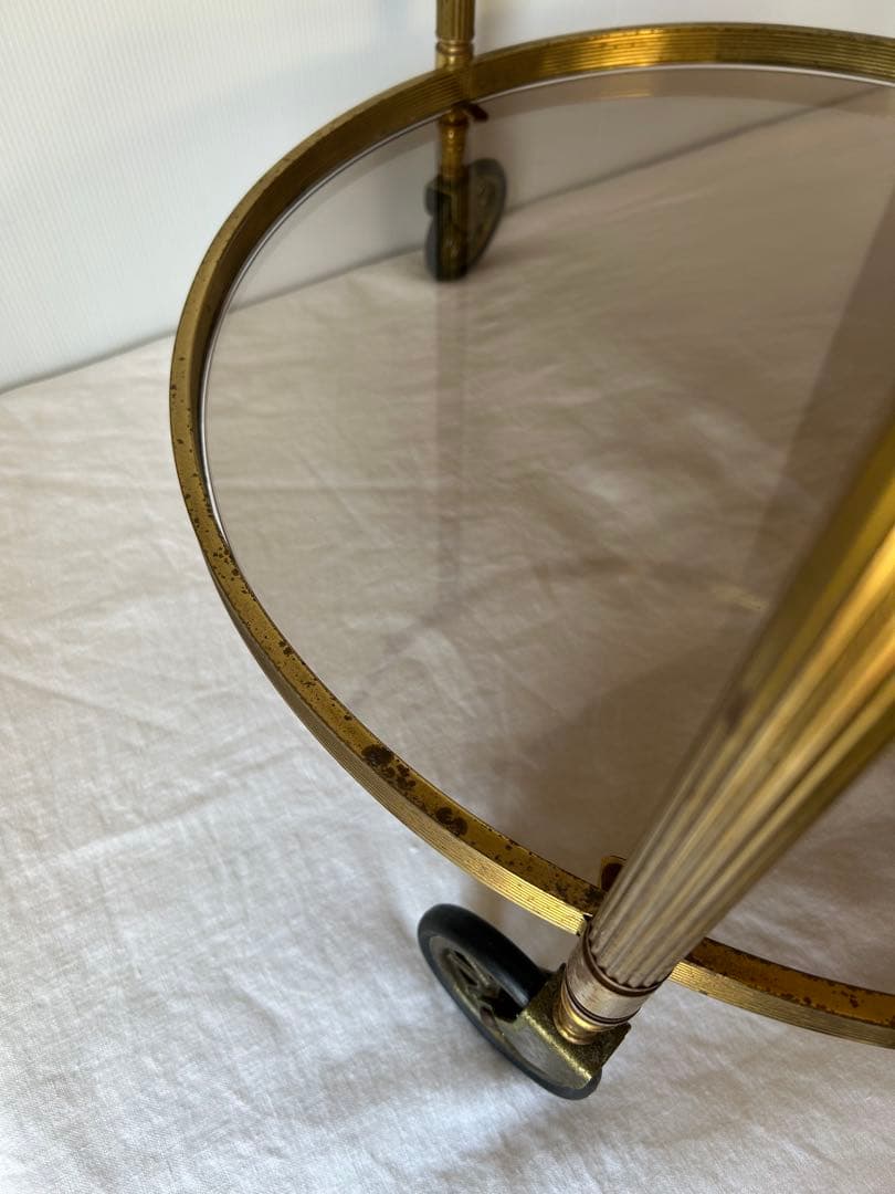 ヴィンテージ　ガラスサイドテーブル　レトロモダンクラシック　ワゴン　アンティーク