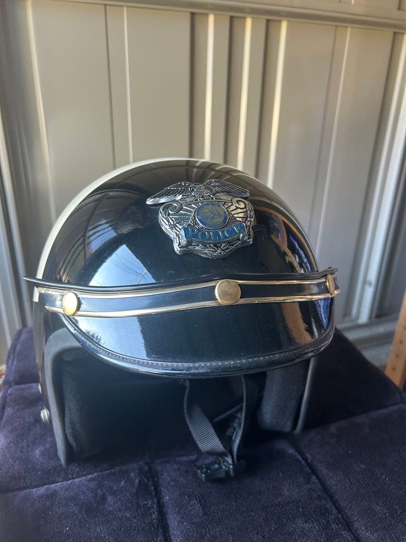 クラシックポリススタイルジェットヘルメット 当時物