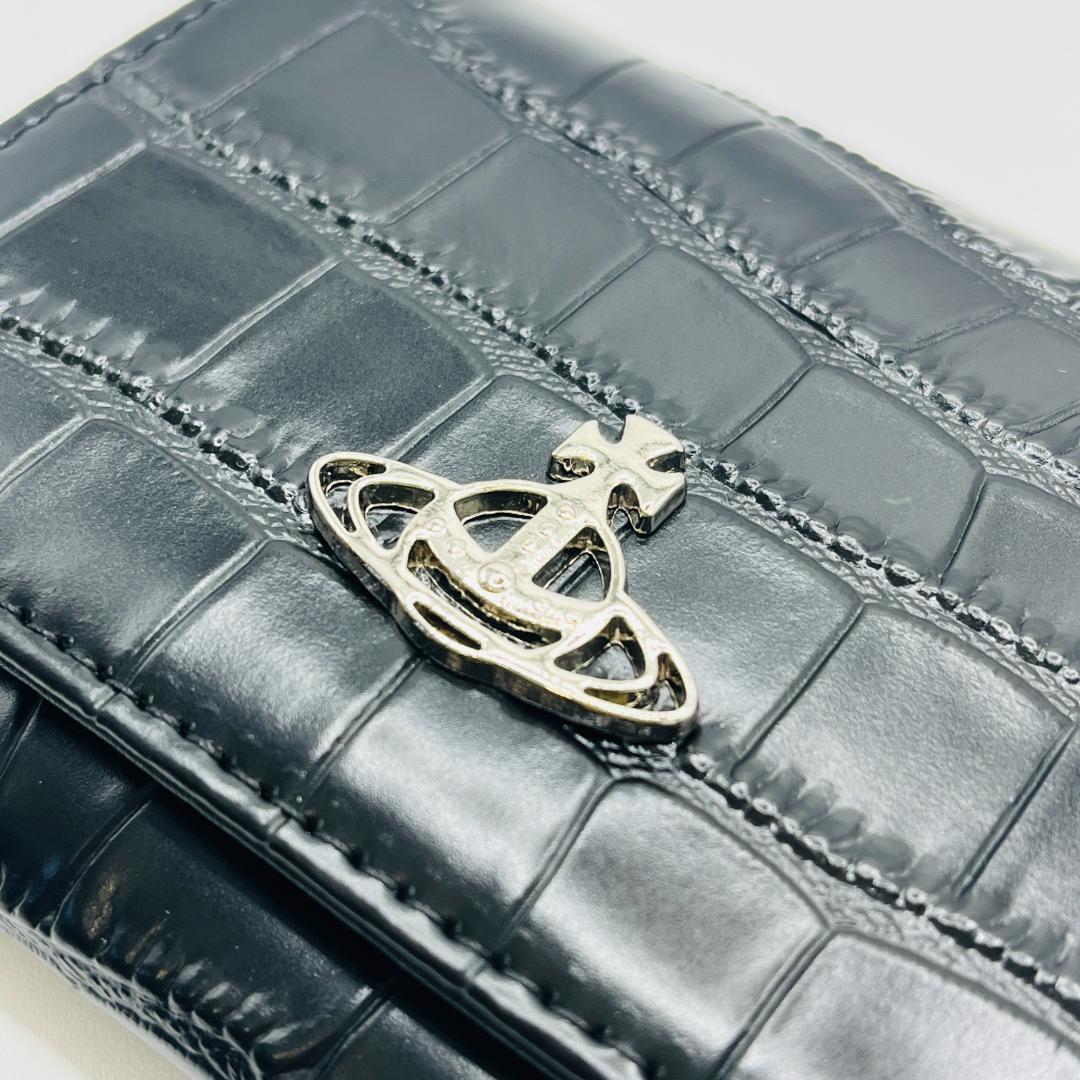 Vivienne Westwood 特価 がま口 定番 折財布 黒 ウロコ柄