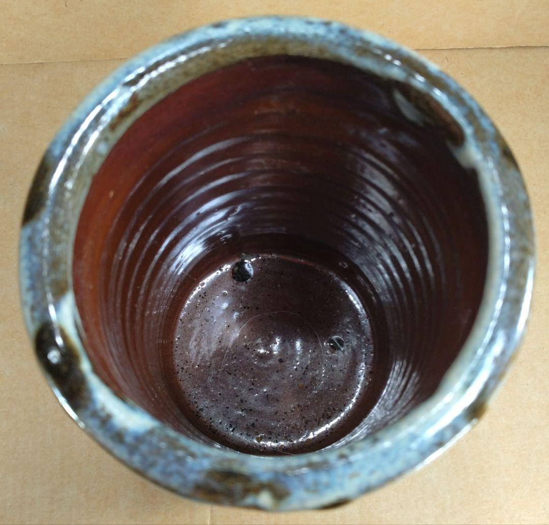 浜田庄司(濱田庄司) 白釉黒流花生 共箱 益子焼 人間国宝 美品