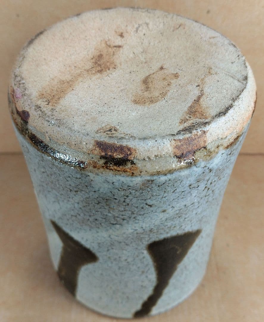 浜田庄司(濱田庄司) 白釉黒流花生 共箱 益子焼 人間国宝 美品