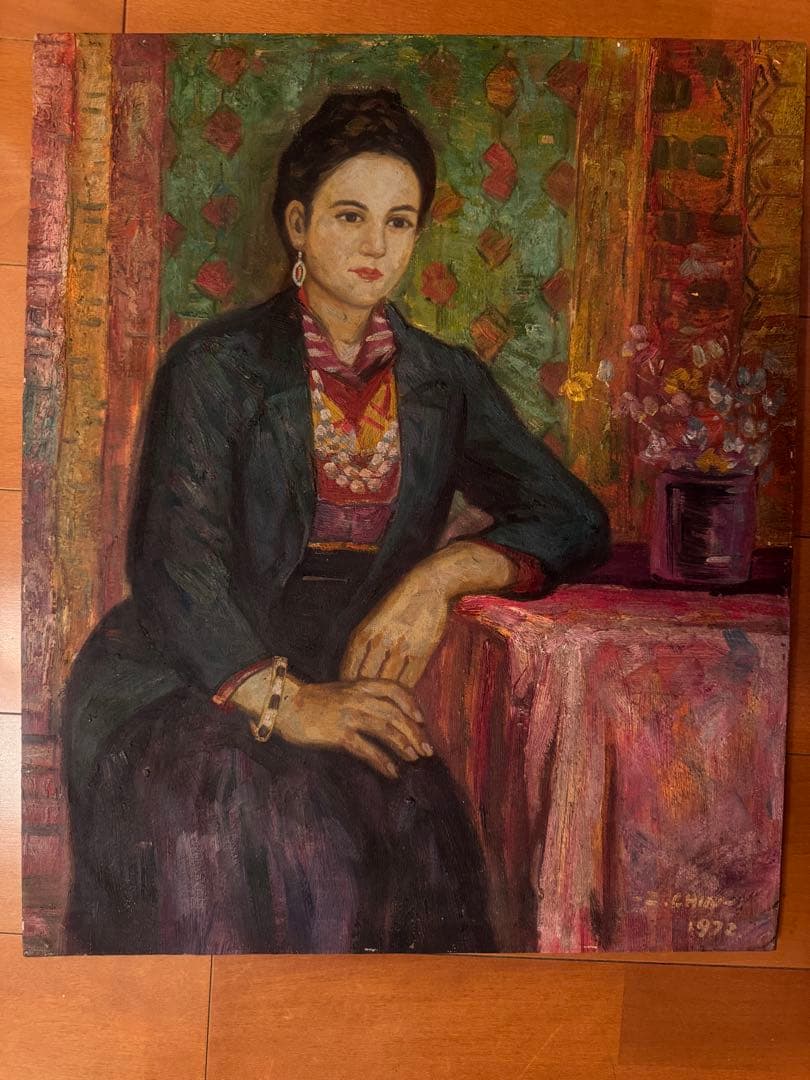 Z. Chiu 油彩画 女性の肖像 1972年