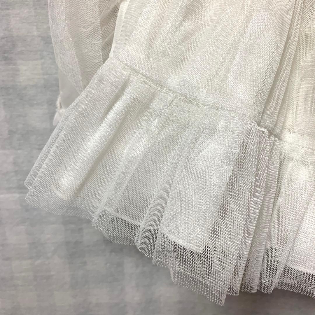 TRALALA 希少 ホワイト シフォン リボン付き フレアスカパン