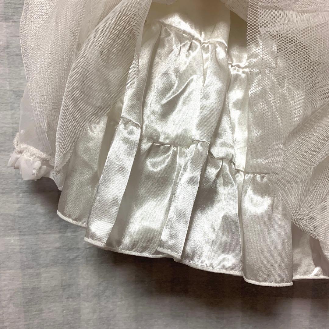 TRALALA 希少 ホワイト シフォン リボン付き フレアスカパン