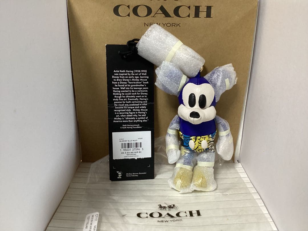 未使用保存袋タグ付きDisneyxCOACH ミッキーぬいぐるみ本物キーホルダー