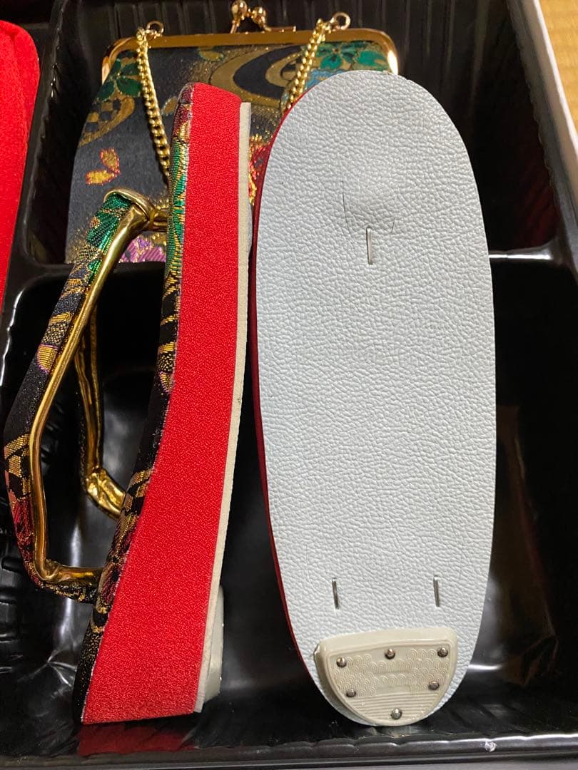 七五三　7歳　作り帯　結び帯　帯　ハコセコセット　黒系　草履　和装バック　超美品