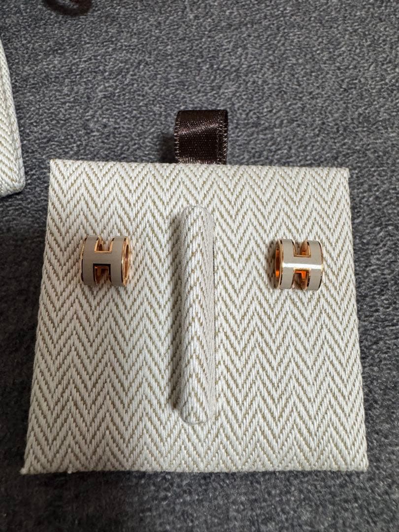 【美品】HERMESエルメス＊ポップHミニ ピアス　マロングラッセ