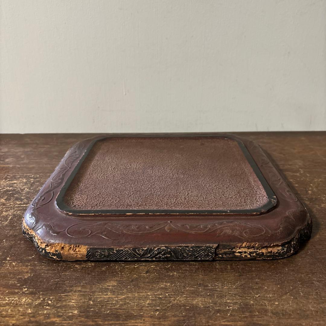 古琉球龍漆器　方盆　江戸時代頃　古美術　古民芸　骨董　アンティーク　古道具　李朝