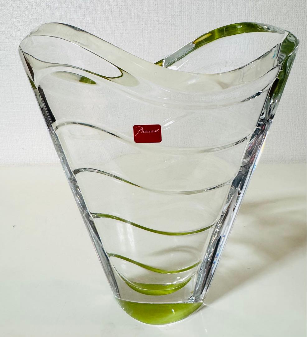Baccarat バカラ クリスタル ウェーブグリーン ベース 花瓶ガラス