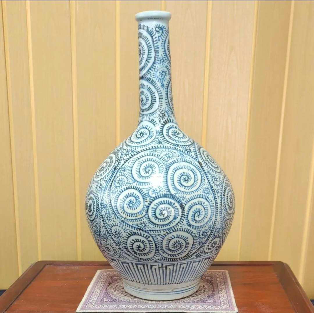 古伊万里　蛸唐草模様　鶴首徳利　花瓶